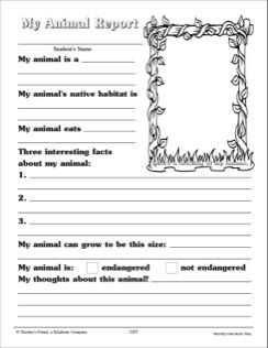 Detail Animal Report Template 4th Grade Nomer 2