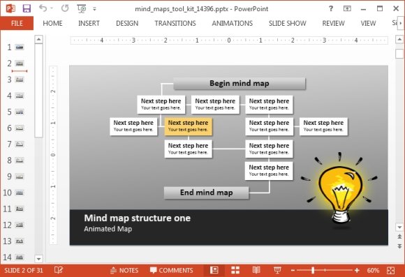 Detail Animated Mind Map Powerpoint Template Nomer 2