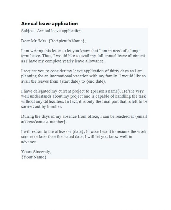 Download Annual Leave Request Email Template Nomer 12