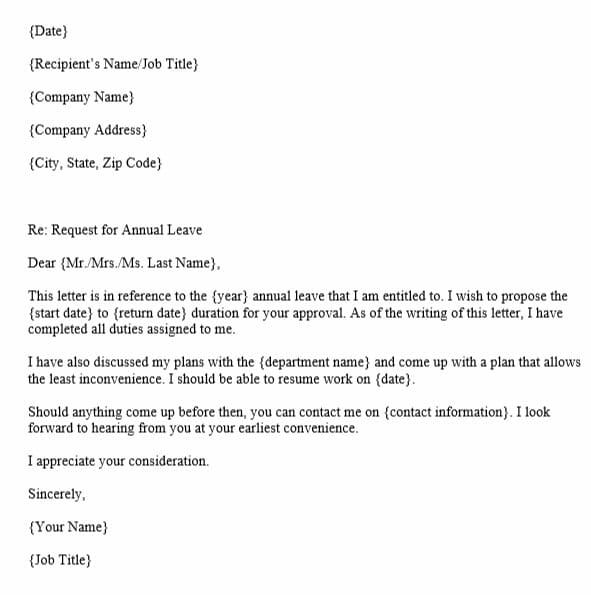 Detail Annual Leave Request Email Template Nomer 3