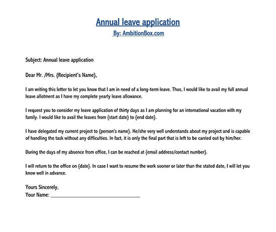 Detail Annual Leave Request Email Template Nomer 20