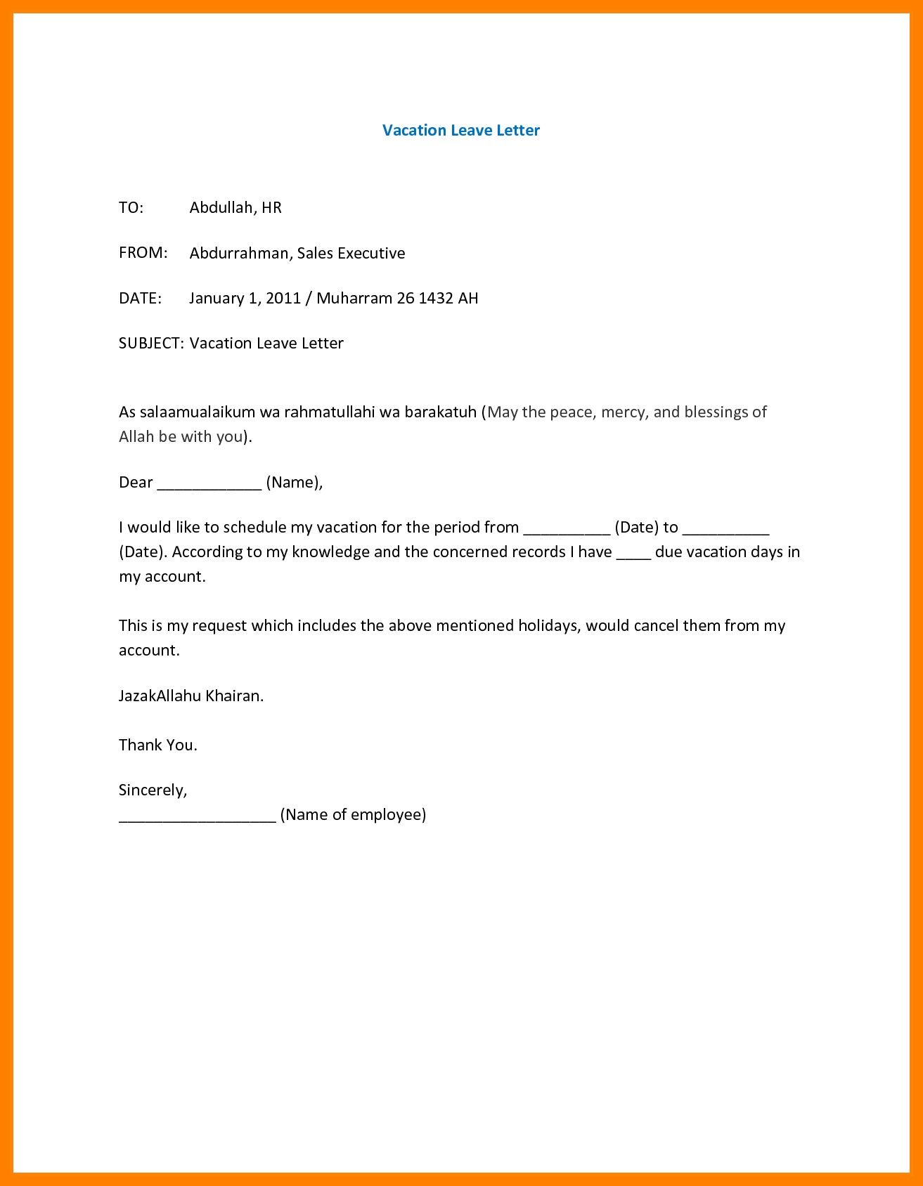 Detail Annual Leave Request Email Template Nomer 21