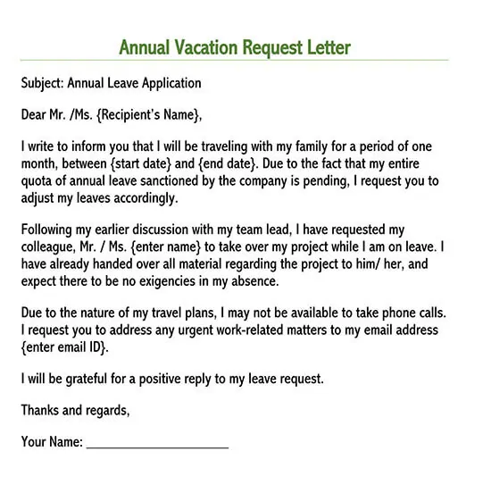 Detail Annual Leave Request Email Template Nomer 54