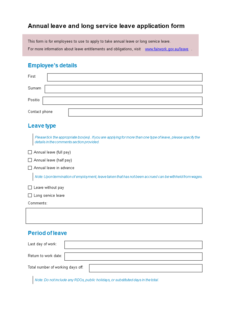 Detail Annual Leave Template Nomer 27