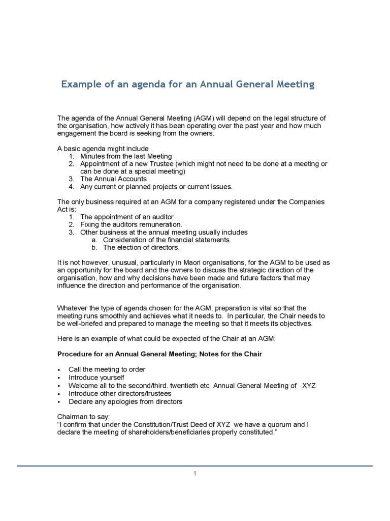 Detail Annual Shareholders Meeting Agenda Template Nomer 8