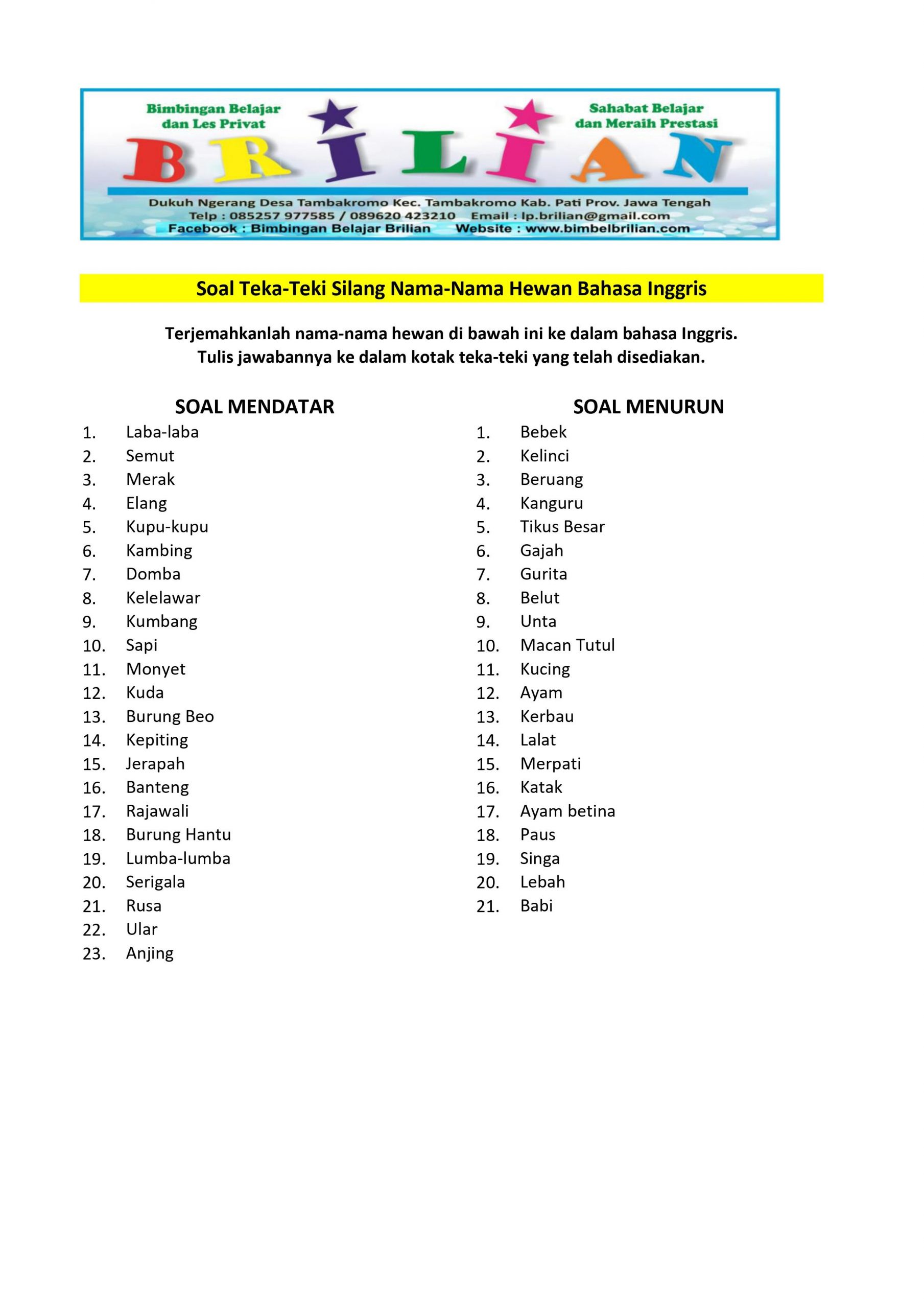 Detail Apa Bahasa Inggrisnya Hewan Nomer 39