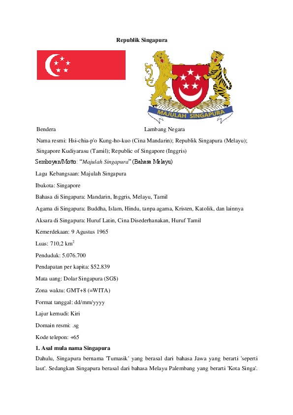 Detail Apa Nama Lambang Negara Singapura Nomer 2