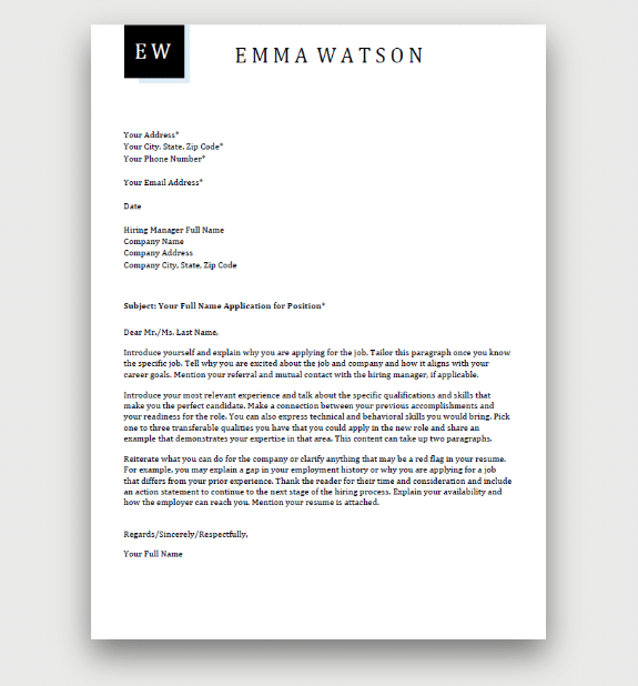 Detail Application Letter Template Nomer 8