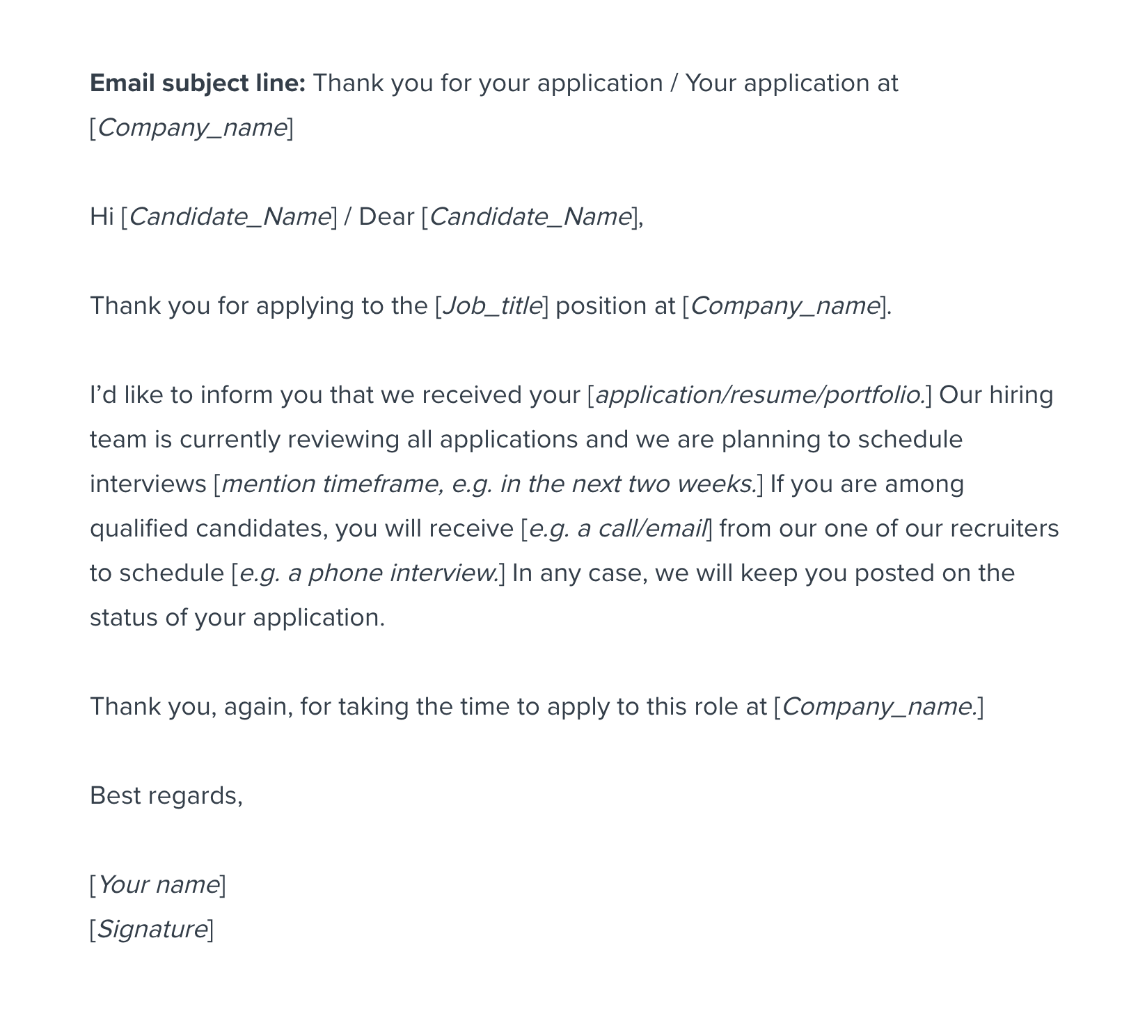 Application Received Email Template - KibrisPDR