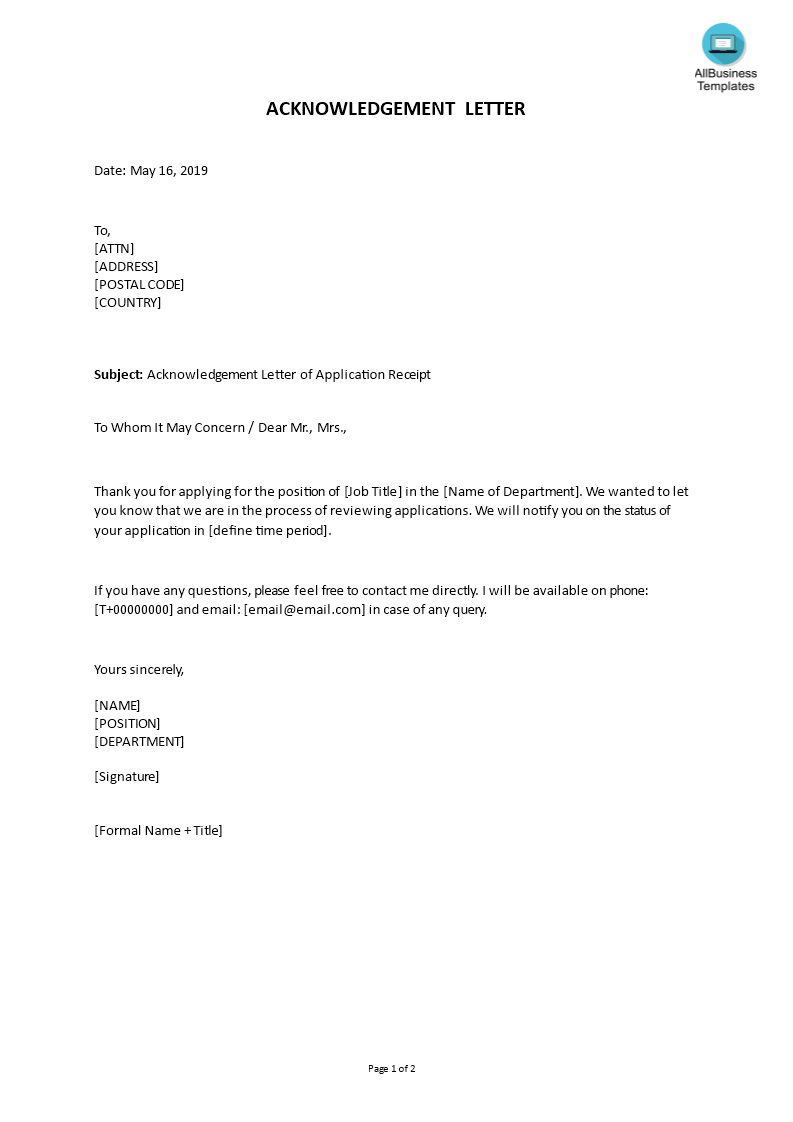 Detail Application Received Email Template Nomer 16