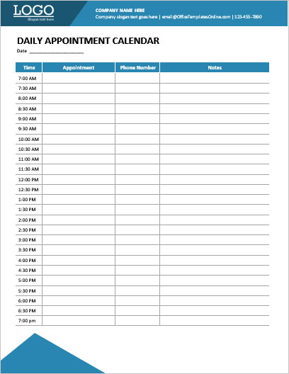 Detail Appointment Calendar Template Nomer 21