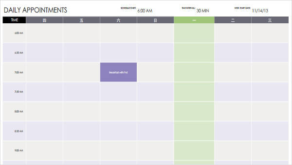 Detail Appointment Calendar Template Nomer 10