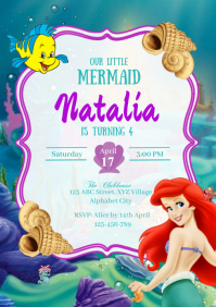 Detail Ariel Birthday Invitation Template Nomer 16