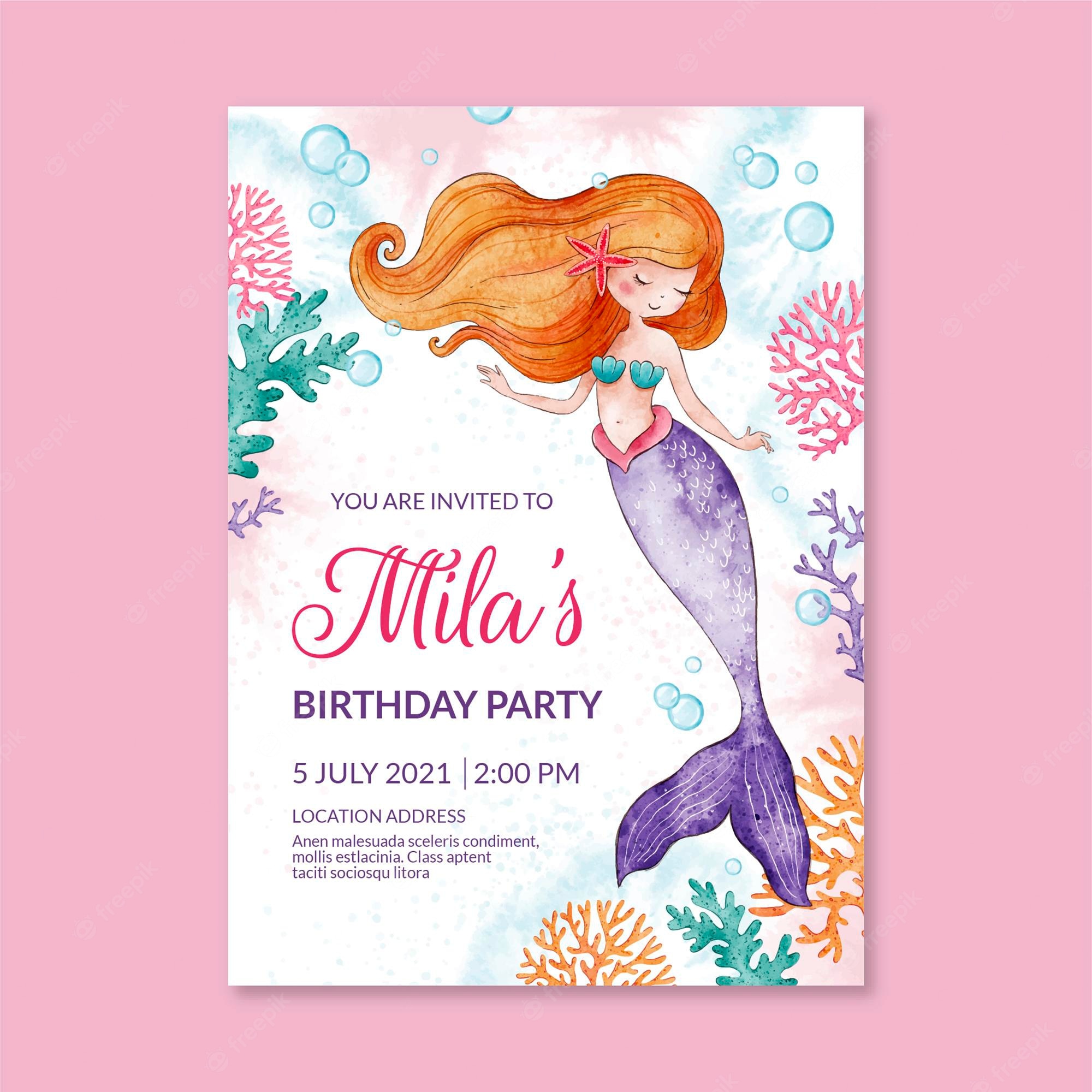 Detail Ariel Birthday Invitation Template Nomer 38