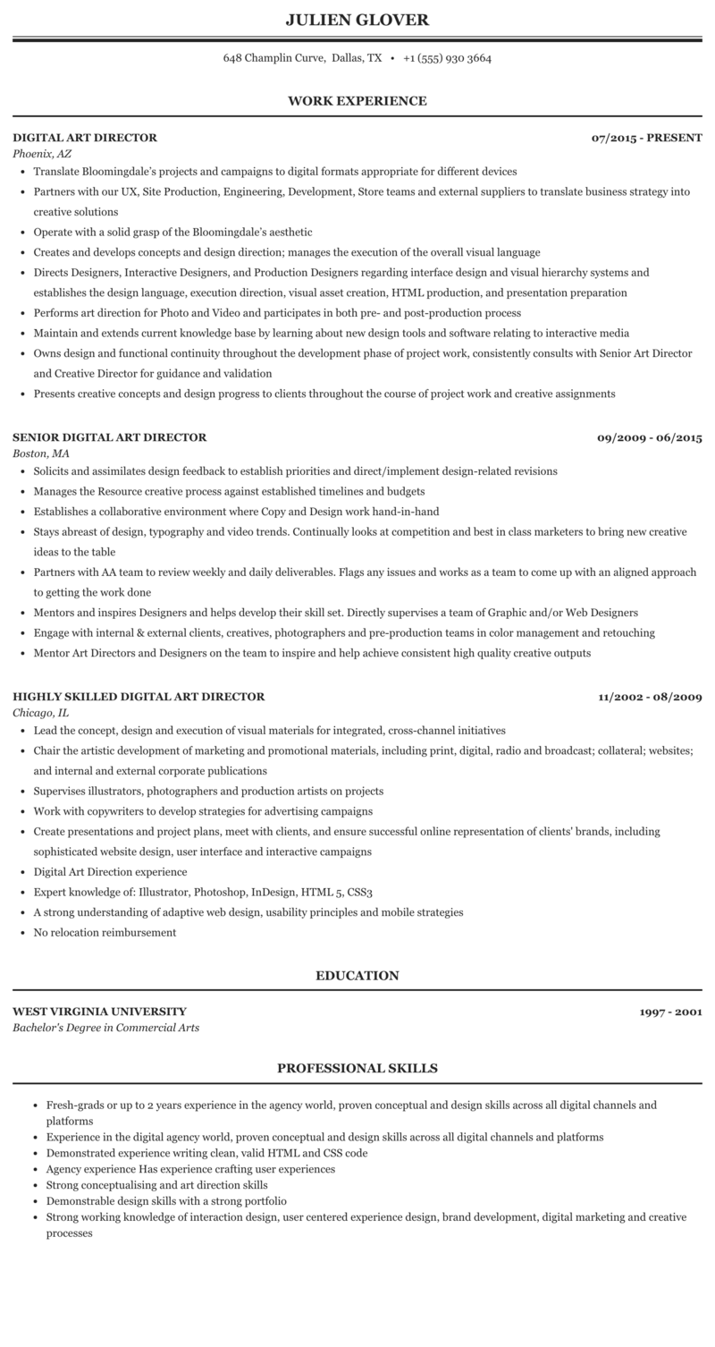 Detail Art Director Job Description Template Nomer 22