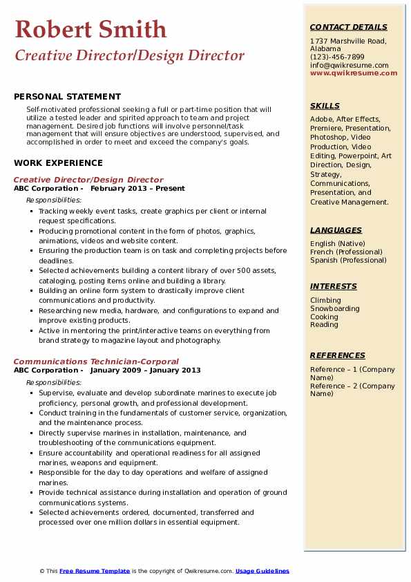 Detail Art Director Job Description Template Nomer 49