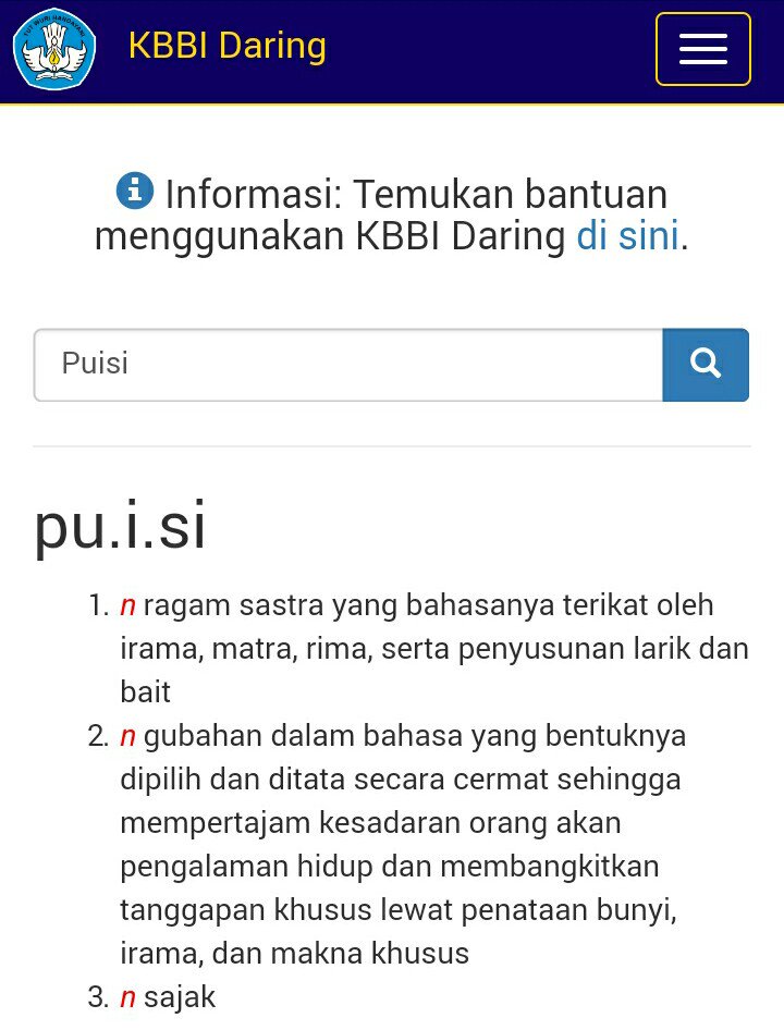 Detail Arti Kata Puisi Nomer 5