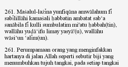 Detail Arti Surat Al Baqarah Ayat 261 Nomer 11