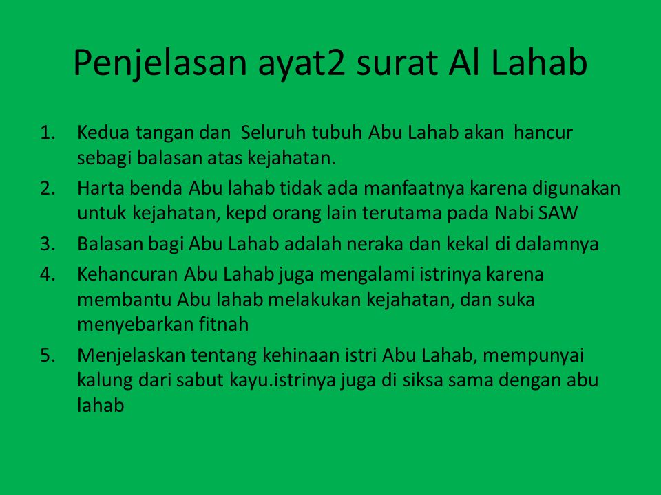 Detail Arti Surat Al Lahab Ayat 1 Sampai 5 Nomer 26