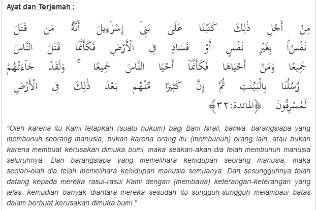 Detail Arti Surat Al Maidah Ayat 32 Nomer 8