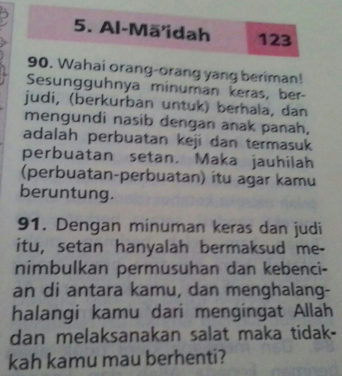 Detail Arti Surat Al Maidah Ayat 90 Nomer 39