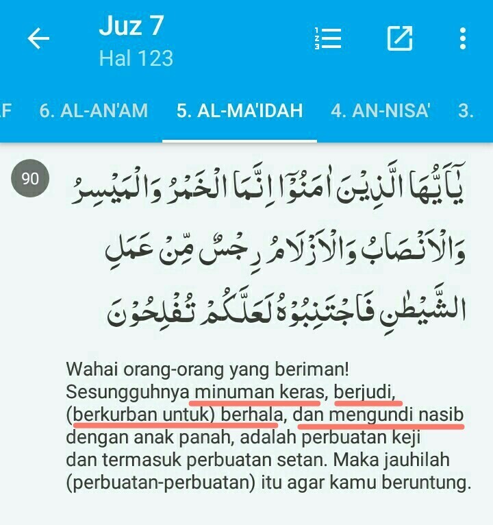 Detail Arti Surat Al Maidah Ayat 90 Nomer 8