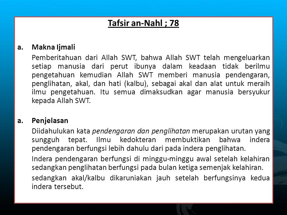 Detail Arti Surat An Nahl Ayat 78 Nomer 41