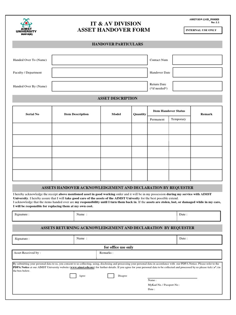 Detail Asset Form Template Nomer 50