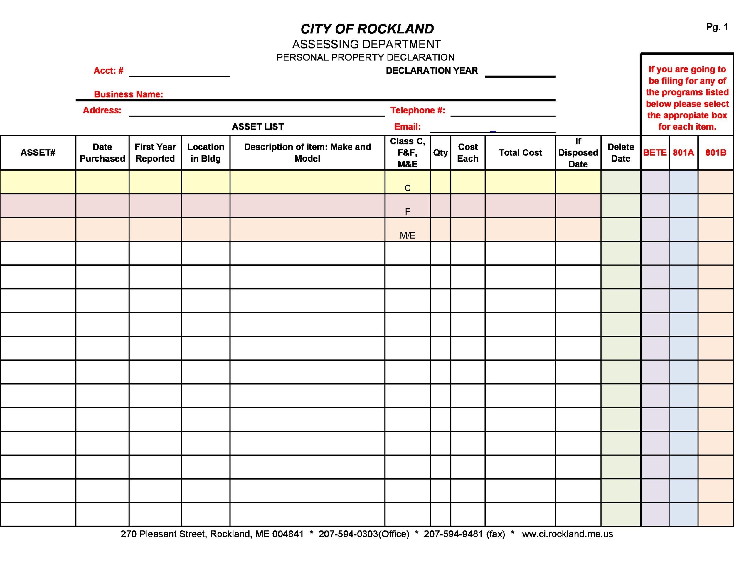 Download Asset Form Template Nomer 9