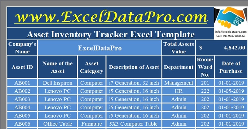 Detail Asset Management Spreadsheet Template Free Nomer 12