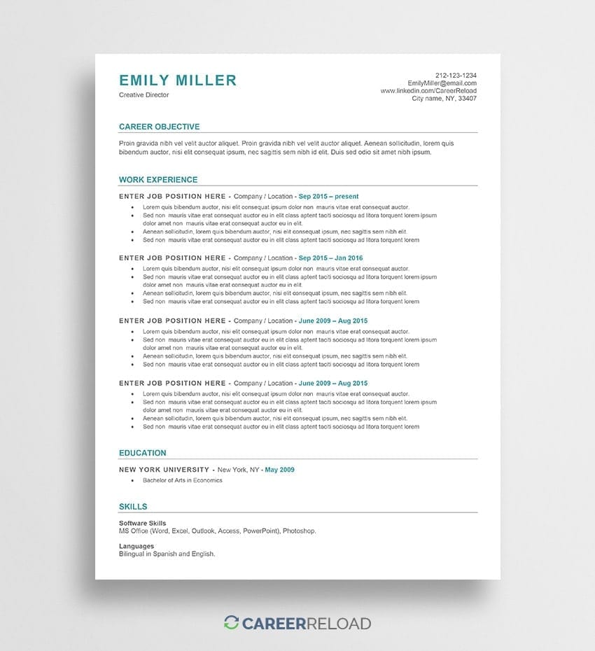 Detail Ats Friendly Resume Template Free Nomer 2