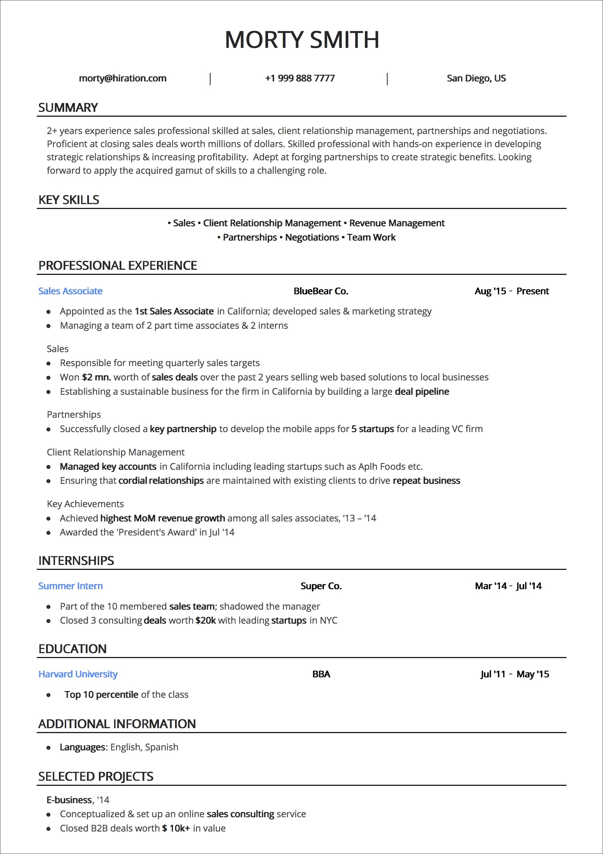 Detail Ats Friendly Resume Template Free Nomer 53