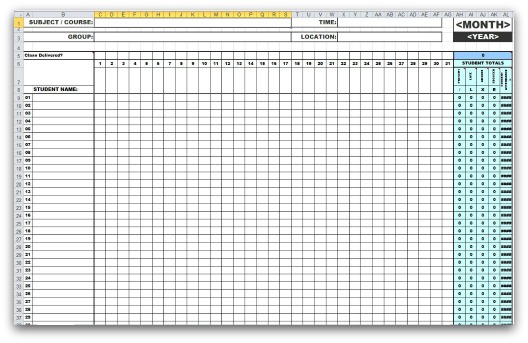 Attendance Sheet Template Excel - KibrisPDR