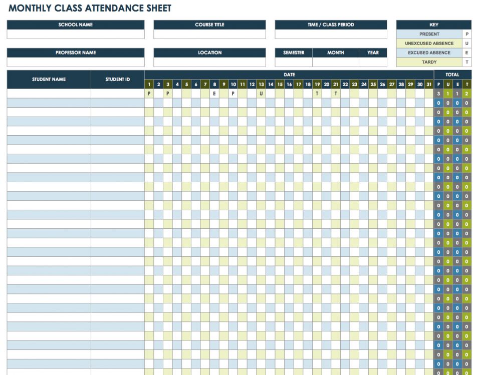 Detail Attendance Sheet Template Excel Nomer 2