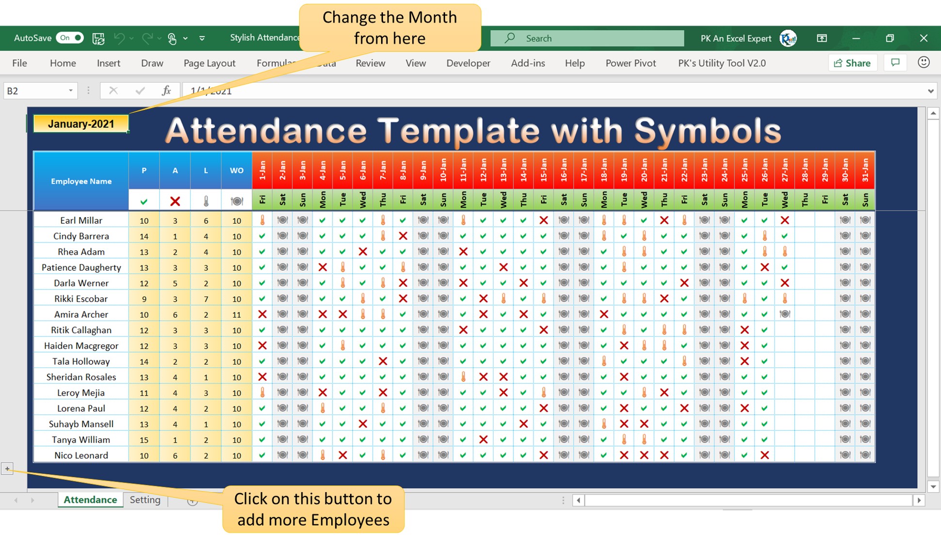 Detail Attendance Sheet Template Excel Nomer 15