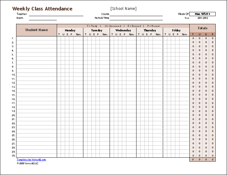 Detail Attendance Sheet Template Excel Nomer 17