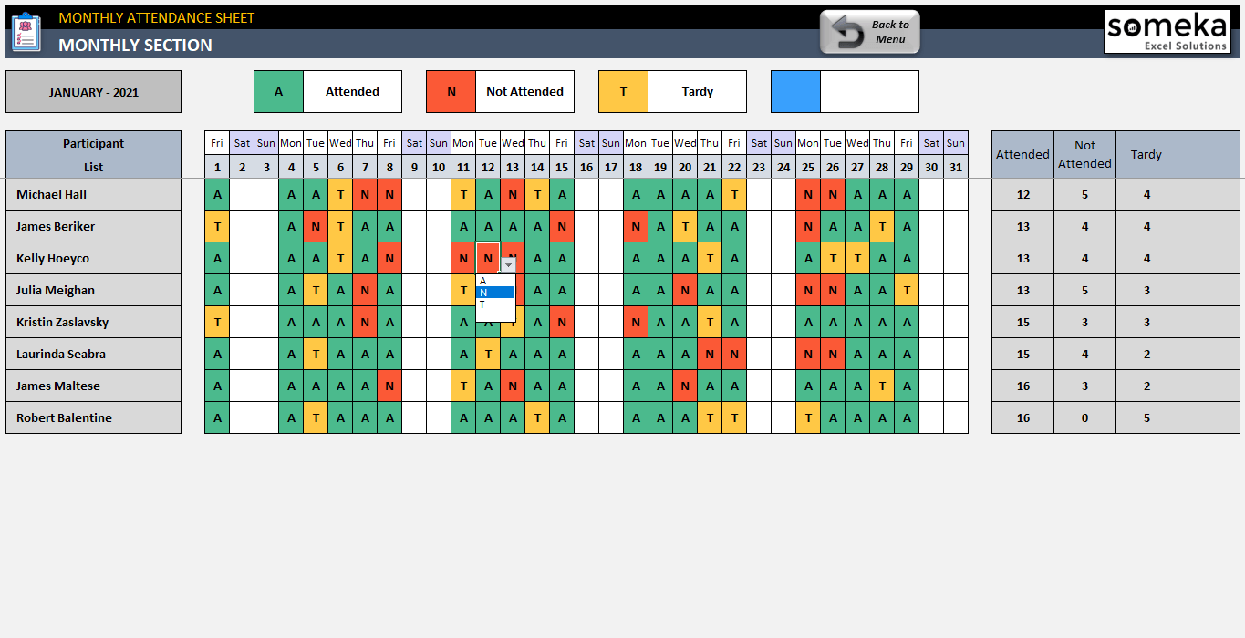 Detail Attendance Sheet Template Excel Nomer 20