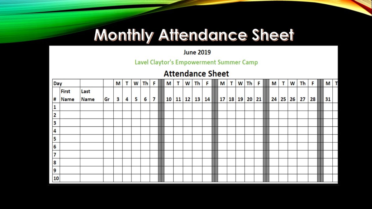 Detail Attendance Sheet Template Excel Nomer 22