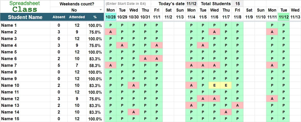 Detail Attendance Sheet Template Excel Nomer 24