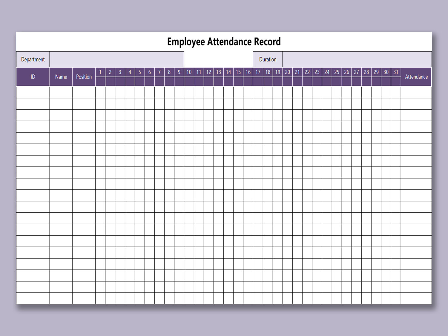 Detail Attendance Sheet Template Excel Nomer 26