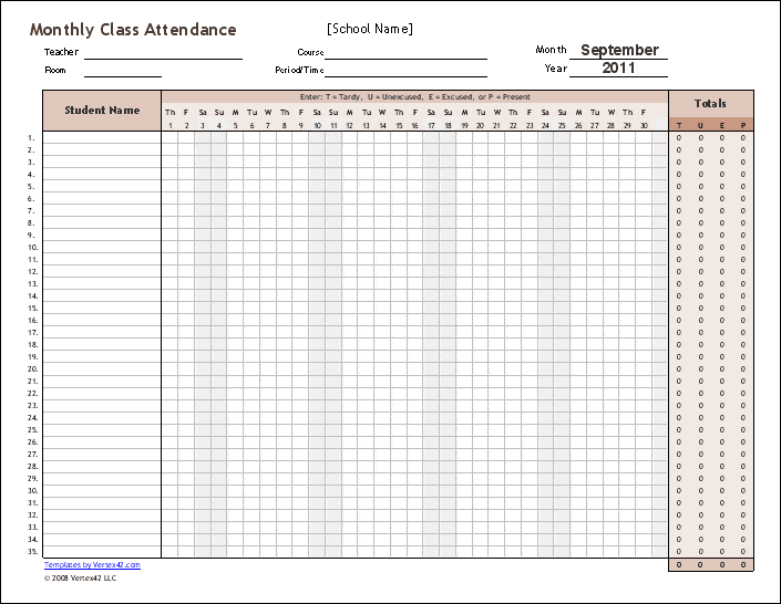 Detail Attendance Sheet Template Excel Nomer 27