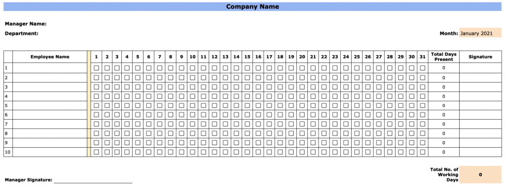 Detail Attendance Sheet Template Excel Nomer 32