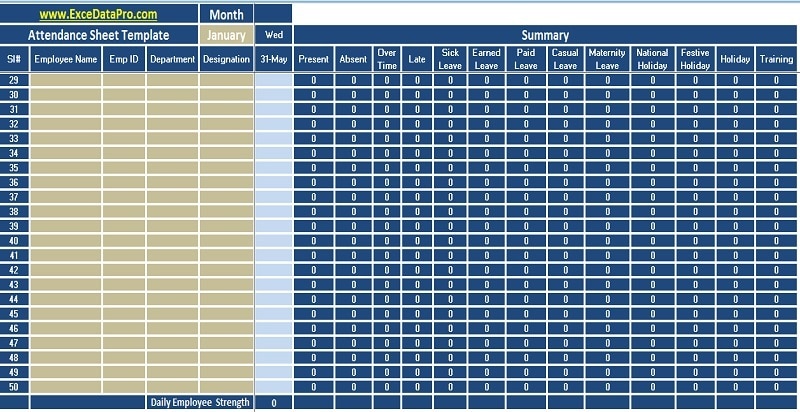 Download Attendance Sheet Template Excel Nomer 5