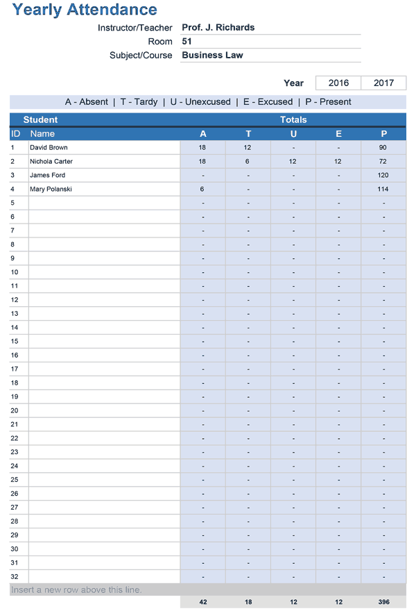 Detail Attendance Sheet Template Excel Nomer 38