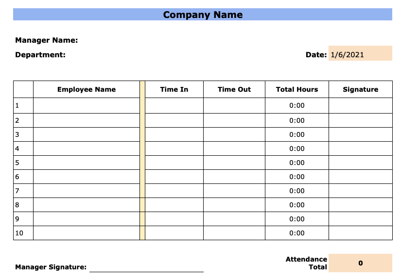 Detail Attendance Sheet Template Excel Nomer 40