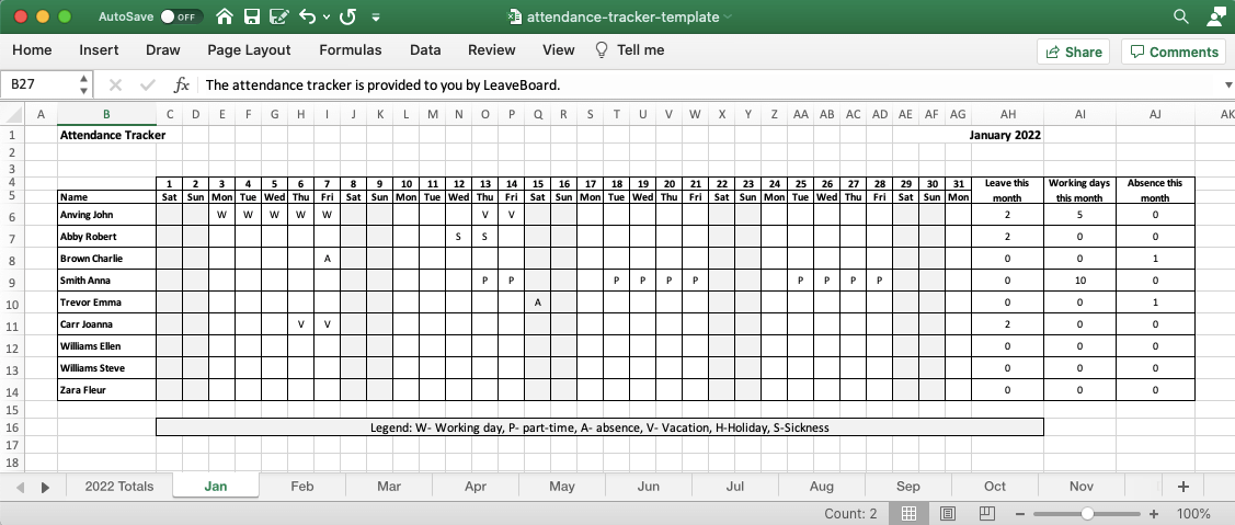 Detail Attendance Sheet Template Excel Nomer 42