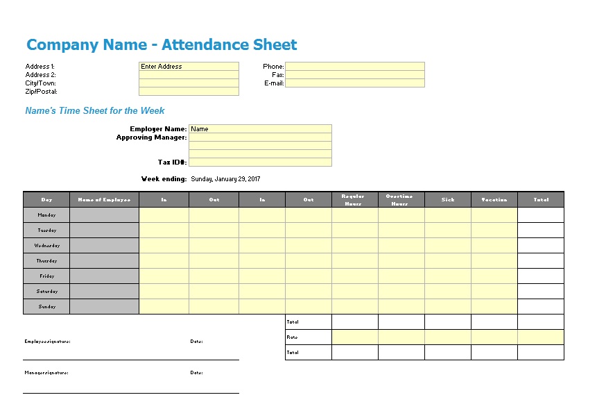 Detail Attendance Sheet Template Excel Nomer 43