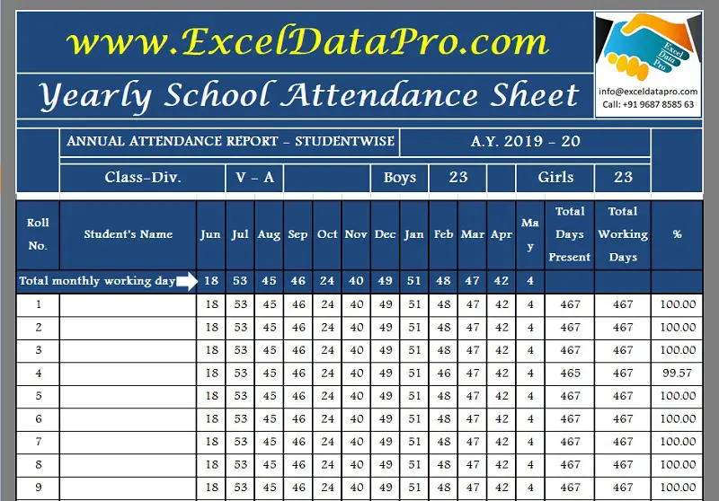 Detail Attendance Sheet Template Excel Nomer 44