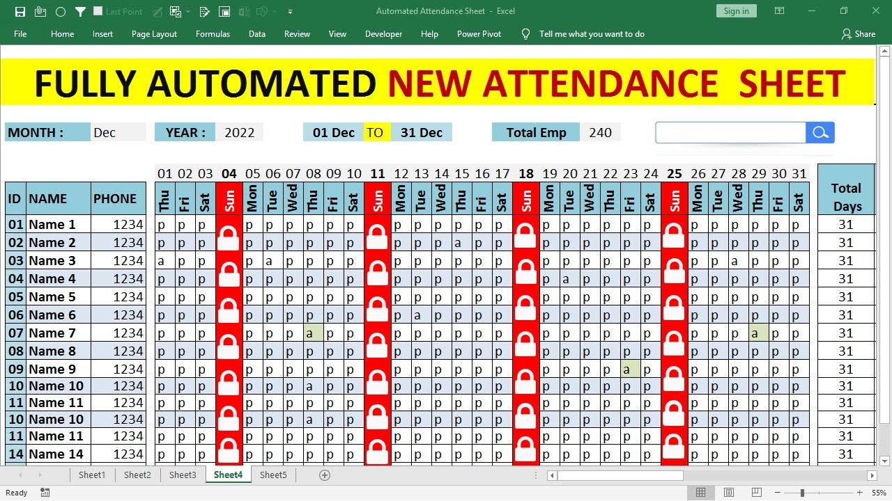 Detail Attendance Sheet Template Excel Nomer 45