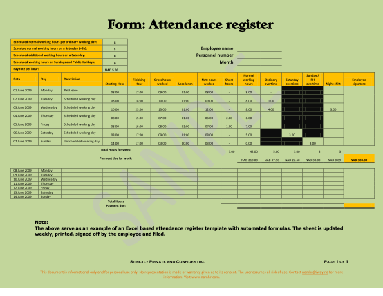 Detail Attendance Sheet Template Excel Nomer 51